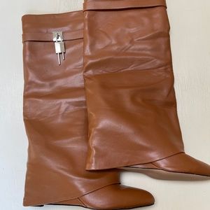 Women’s Faux Leather Brown Knee High Boots -Size 9